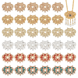 36Pcs 6 Colors Alloy Connector Cabochon Settings, Chandelier Component Links, Cloud with Phenix, Open Back Settings