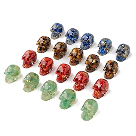 Украшение для дисплея черепа из смолы, с кусочками натуральных драгоценных камней внутри статуй для украшения домашнего офиса