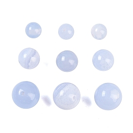 Natural Blue Lace Agate Beads, Half Drilled, Round