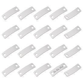 20 шт. 201 подвески-соединители из нержавеющей стали в форме изогнутого прямоугольника, штамповка пустой метки, не тускнеет