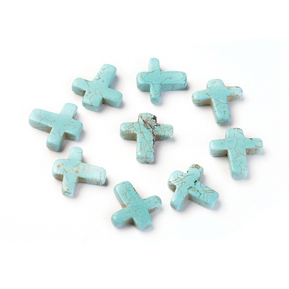 Natural Howlite Cabochons, Dyed, Cross