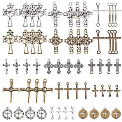 SUNNYCLUE Tibetan Style Alloy Pendants & Links, Cross Theme