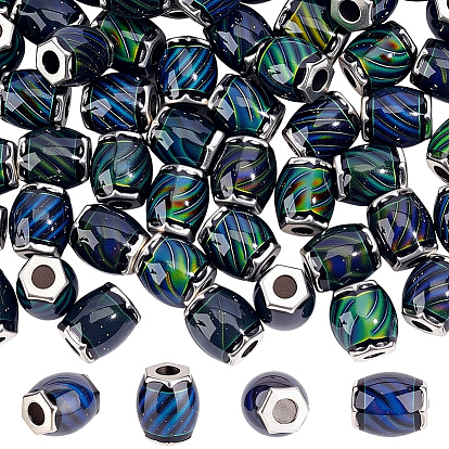 50шт стеклянные бусины, с латунными двойными ядрами, платиновый оттенок, граненые, барабан, бусины настроения меняющие цвет