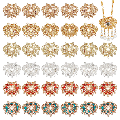 36Pcs 6 Colors Alloy Connector Cabochon Settings, Chandelier Component Links, Cloud with Phenix, Open Back Settings