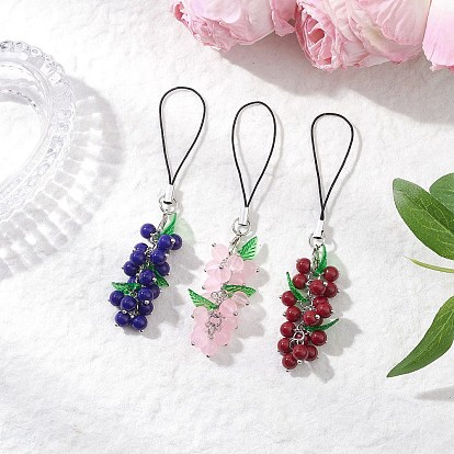 Ремешки для мобильных телефонов из искусственного нефрита, с ремешком для мобильного телефона с петлей для шнура, круглые, платина