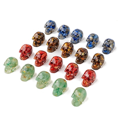 Украшение для дисплея черепа из смолы, с кусочками натуральных драгоценных камней внутри статуй для украшения домашнего офиса