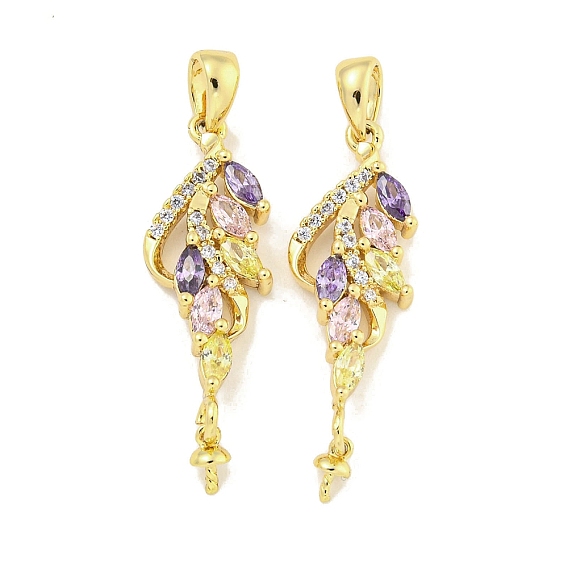 Цветок из латуни, микропаве, кубический цирконий, винт, булавка с проушиной, колышки, поручни, за половину пробурено бисера