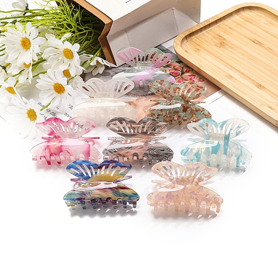 Заколки для волос с когтями из ацетата целлюлозы (смола), бабочка, аксессуары для волос для женщин и девочек