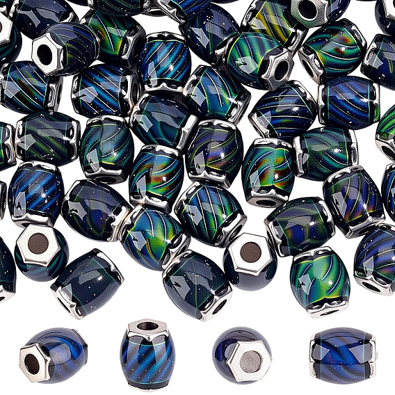 50шт стеклянные бусины, с латунными двойными ядрами, платиновый оттенок, граненые, барабан, бусины настроения меняющие цвет