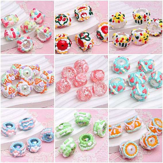 Непрозрачные акриловые бусины, бусины ручной работы, Эмаль стиле, рондель