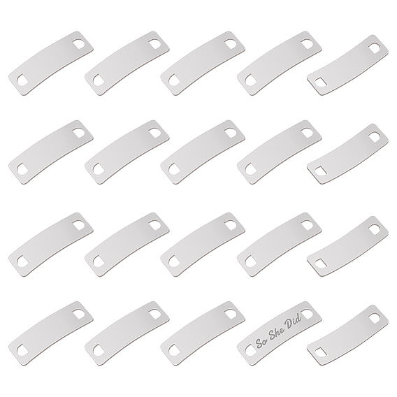 20 шт. 201 подвески-соединители из нержавеющей стали в форме изогнутого прямоугольника, штамповка пустой метки, не тускнеет