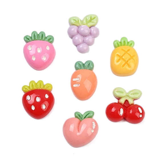 Кабошоны из непрозрачной смолы с фруктовой тематикой, разнообразные
