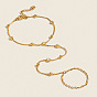 304 Stainless Steel Pave Clear Cubic Zirconia Flat Round Hand Chain Finger Ring Bracelets for Women