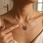 Printed 304 Stainless Steel Blue Evil Eye Heart Pendant Necklaces for Women, with Crystal Rhinestone