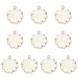 10шт. подвески из натуральных пресноводных ракушек с гальваническим покрытием, подвески в форме ракушек с фурнитурой из железа, золотые