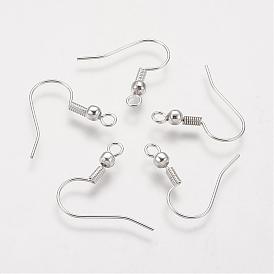 Crochets d'oreille en laiton, fil d'oreille, avec boucle horizontale, 19mm, Trou: 1.5mm, Jauge 21, pin: 0.7 mm