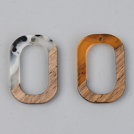 Подвески из смолы и ореха, овальные