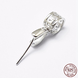 925 Sterling Silver Micro Pave Cubic Zirconia Pendant Bails, Ice Pick & Pinch Bails, Column