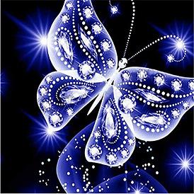 DIY 5D Butterfly Pattern Canvas Diamond Painting Kits, with Resin Rhinestones, Sticky Pen, Tray Plate, Glue Clay, for Home Wall Decor Full Drill Diamond Art Gift