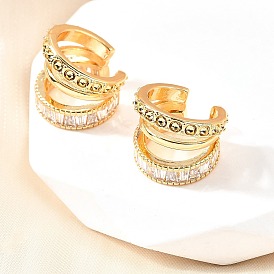 Латунные серьги-манжеты из прозрачного кубического циркония, тройной с-образный