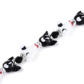 Бусы лэмпворк ручной работы, собака, со стеклянными и пластиковыми бусинами ccb, граненые