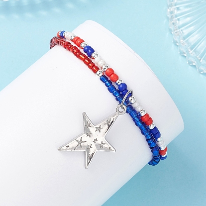 Браслеты из двухслойного сплава с подвесками в виде звезд, браслеты из стеклянных бусин для женщин