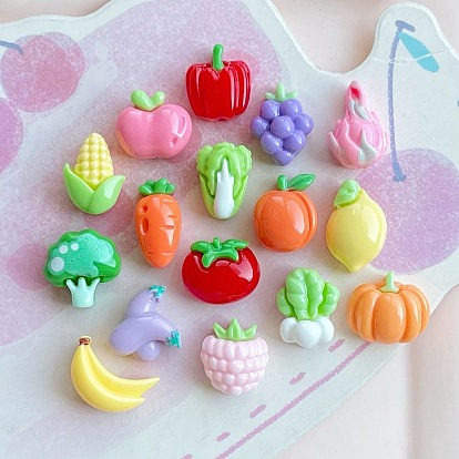 Непрозрачные кабошоны из смолы, искусственные фрукты и овощи, разнообразные