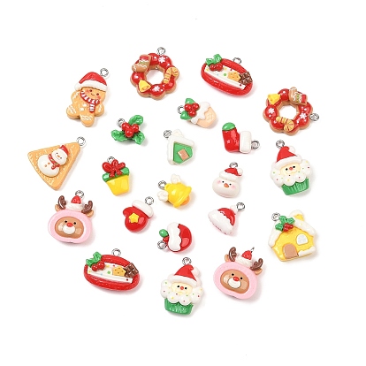 Рождественские подвески из непрозрачной смолы, разнообразные, с железной платиной петлей