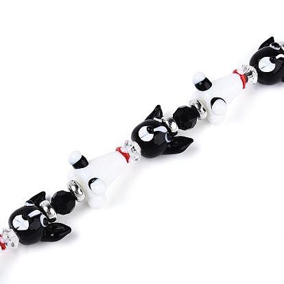 Бусы лэмпворк ручной работы, собака, со стеклянными и пластиковыми бусинами ccb, граненые