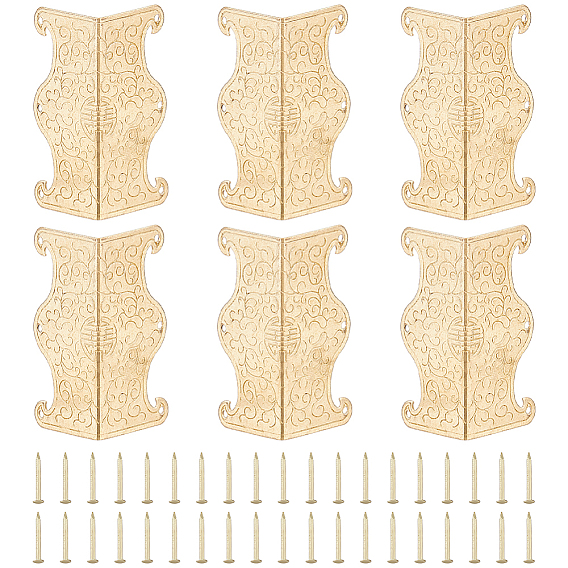 Protectores de esquina de caja de latón, para decoración de muebles de joyero, Rectángulo