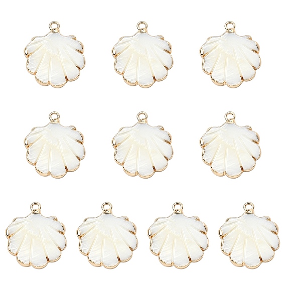 10шт. подвески из натуральных пресноводных ракушек с гальваническим покрытием, подвески в форме ракушек с фурнитурой из железа, золотые