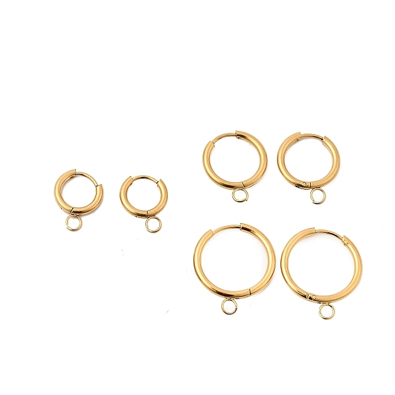 304 серьги с обручем из нержавеющей стали, ионное покрытие (ip), с горизонтальной петлей