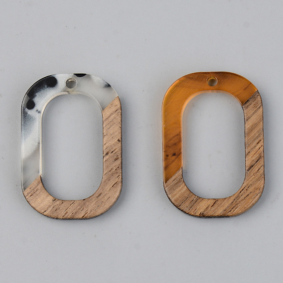 Подвески из смолы и ореха, овальные