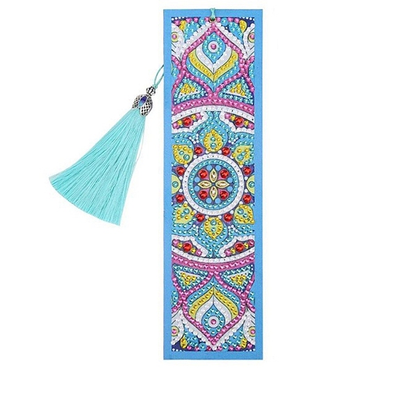 Наборы наклеек для алмазной живописи своими руками для создания закладок, с наклейками алмазной живописи, смола стразы, алмазная липкая ручка, кисточка, поднос тарелка и клей глина, прямоугольник с узором мандалы
