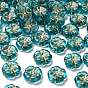 Transparent Acrylic Beads, Flower, Golden Metal Enlaced