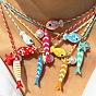 Summer Beach Porcelain & Resin Fish Starfish Pendant Cotton Cord Necklaces with Imitation Pearl