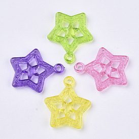 Transparent Acrylic Pendants, Dyed, Star