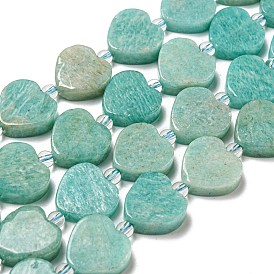 Chapelets de perles amazonite naturelles  , avec des perles de rocaille, cœur