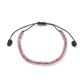 Pulsera de cuentas trenzadas de vidrio transparente, pulsera ajustable para mujer