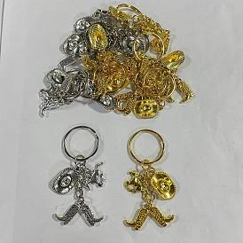 20 piezas 2 llaveros de aleación de colores, con anillos de hierro, zapatos con sombrero