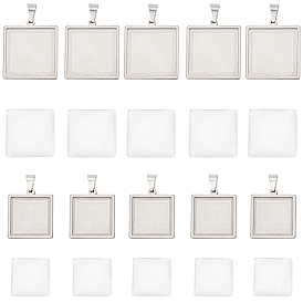 Набор для самостоятельного изготовления квадратного купола-подвески, в том числе 304 настройки подвески из нержавеющей стали, Кабошоны из стекла