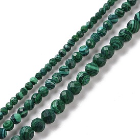 Perlas de malaquita sintética hebras, facetados, rondo