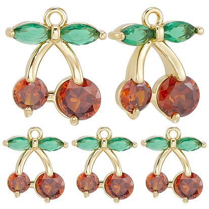 10подвески из латуни с микропаве из кубического циркония, вишня