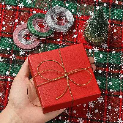 4 rollos 4 colores hilo trenzado no elástico para abalorios, Cor metálico para decoración de fiesta de Navidad.