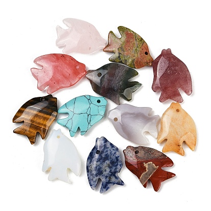 Природные и синтетические смешанные каменные подвески, рыбы прелести, смешанные окрашенные и неокрашенные