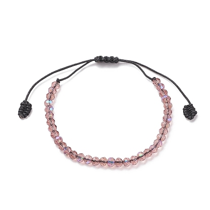Pulsera de cuentas trenzadas de vidrio transparente, pulsera ajustable para mujer