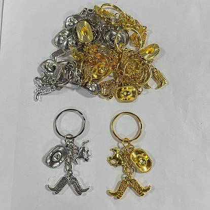 20 piezas 2 llaveros de aleación de colores, con anillos de hierro, zapatos con sombrero