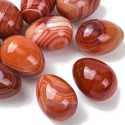 Натуральный красный полосатый агат (окрашенный и подвергнутый термической обработке) яичный камень, Целебный карманный камень для ладони, для снятия тревоги, медитации, пасхального декора.