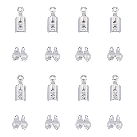 304 Stainless Steel Fold Over Crimp Cord Ends and Bead Tips