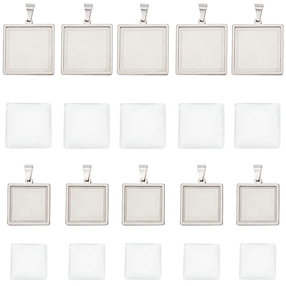 Набор для самостоятельного изготовления квадратного купола-подвески, в том числе 304 настройки подвески из нержавеющей стали, Кабошоны из стекла